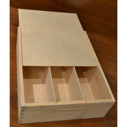 Pudełko drewniane prostokątne na trzy wina 36x30x11 cm, zasuwane